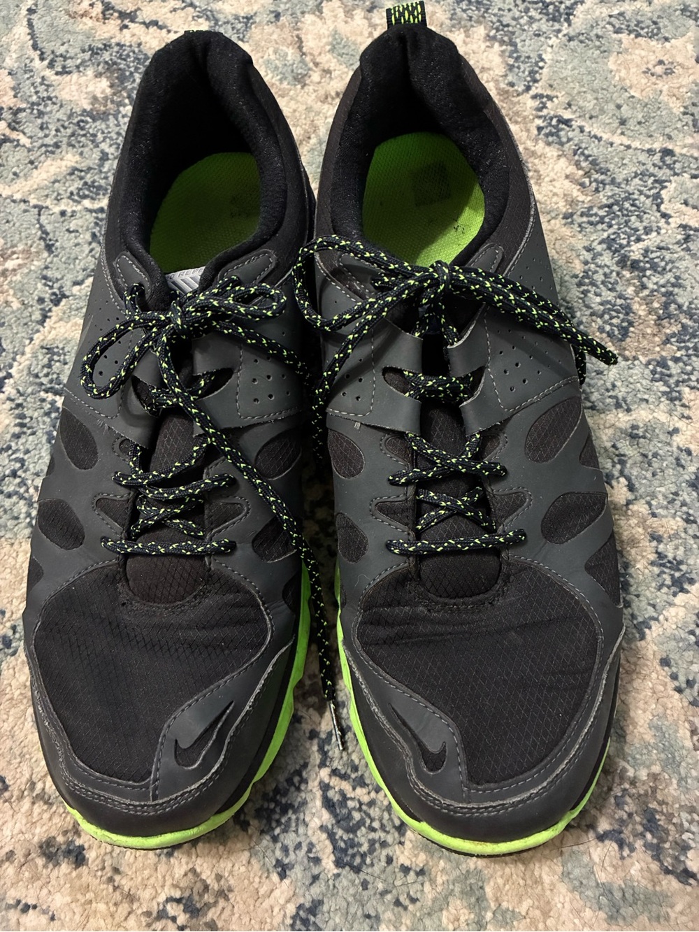 Nike Men’s Black and Neon Green Running Sneakers